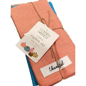 Golden Harvest 4 Piece Napkin Set Thanksgiving Fall Words Gather Thankful 20x20